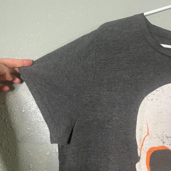 Grey 2XL Skull T shirt White and Orange Skull Emo Goth Halloween Retro Unisex - Picture 3 of 5